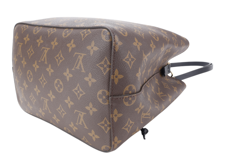 LOUIS VUITTON NEONOE MONOGRAM BLACK TRIM WITH STRAPS AND DUST COVER