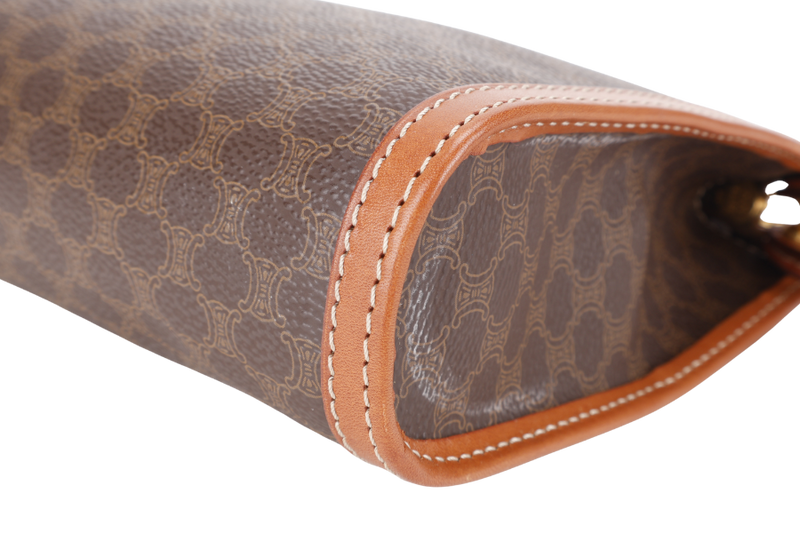 CELINE M94 MACADAM CLUTCH BROWN MONOGRAM COATED CANVAS GOLD HARDWARE NO DUST COVER