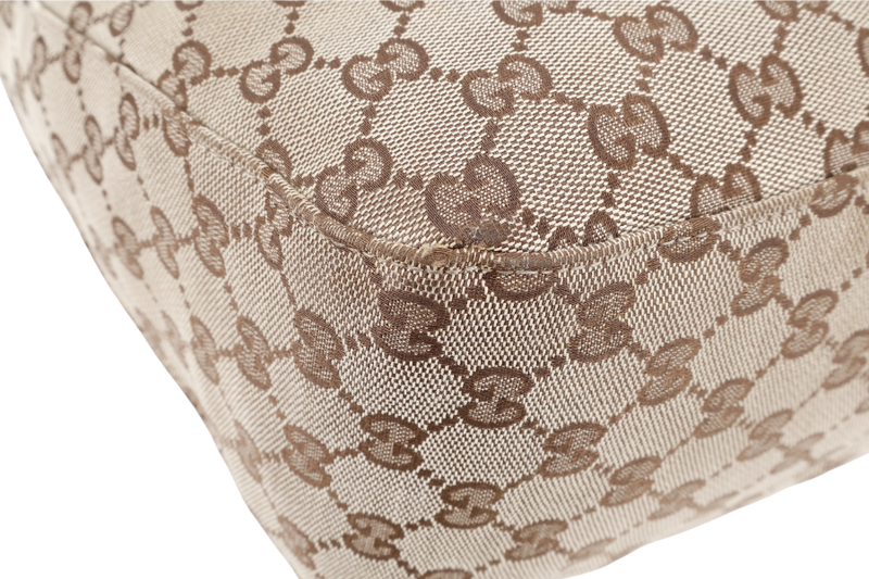 GUCCI SHOULDER BAG BEIGE CANVAS WITH SILVER HARDWARE AND DUST COVER