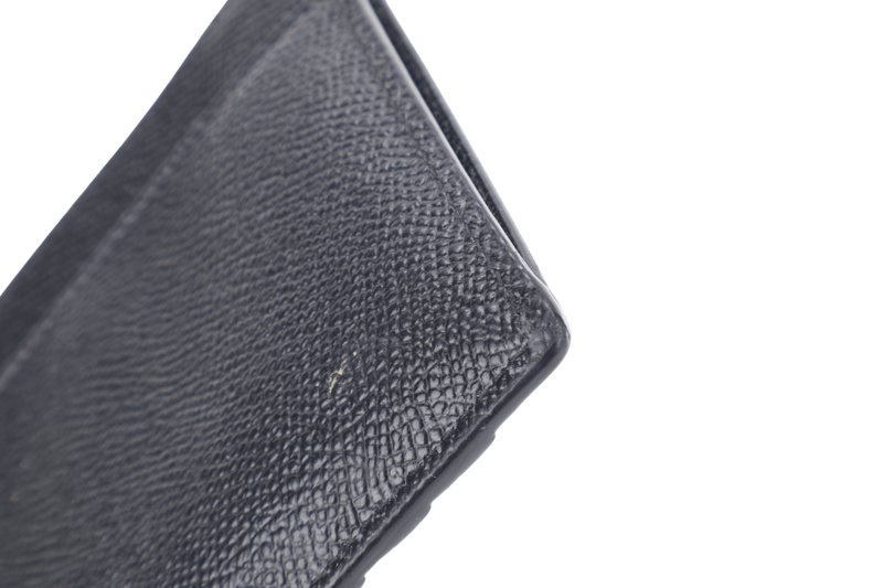 DOLCE & GABBANA BLACK GRAINED LEATHER CARDHOLDER GOLD HARDWARE WITH CARD AND BOX