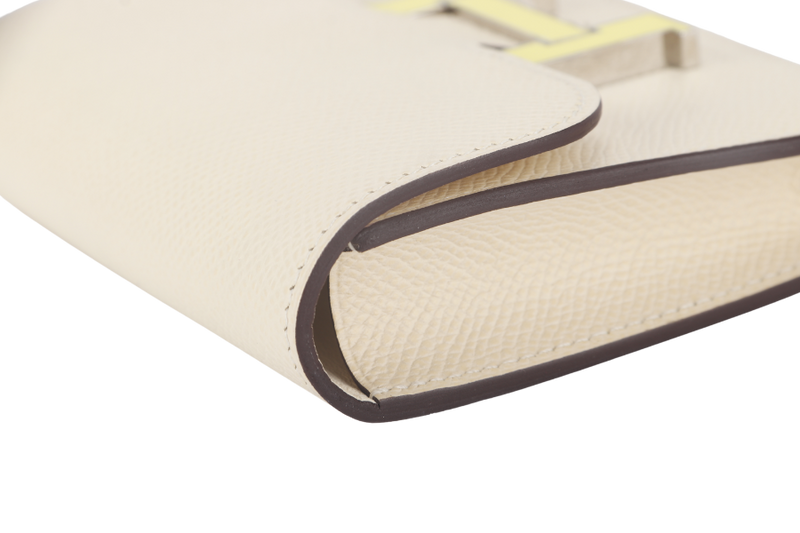 HERMES CONSTANCE SLIM NATA EPSOM WITH CITRON LAQUER HARDWARE WITH DUST COVER AND BOX