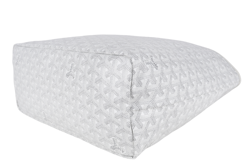 GOYARD SAINT LOUIS PM WHITE GOYARDINE SILVER & GREY LINES WITH POUCH WITH DUST COVER