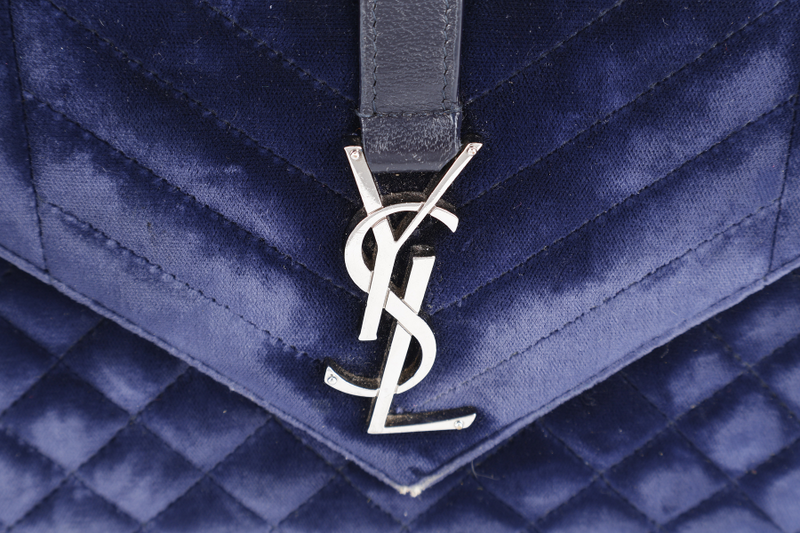 YVES SAINT LAURENT (YSL) SULPICE CROSSBODY NAVY SUEDE LEATHER BAG SILVER HARDWARE NO DUST COVER