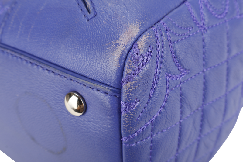 VERSACE PURPLE QUILTED LEATHER ELETTRA VANITAS TOTE GOLD HARDWARE WITH DUST COVER