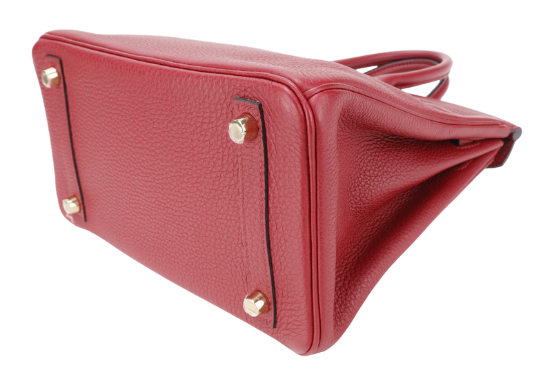 HERMES BIRKIN 25 ROUGE GRENAT TOGO GOLD HARDWARE STAMP C (YEAR 2018) WITH KEYS&LOCK, RAINCOAT, CARE CARD, DUST COVER AND BOX