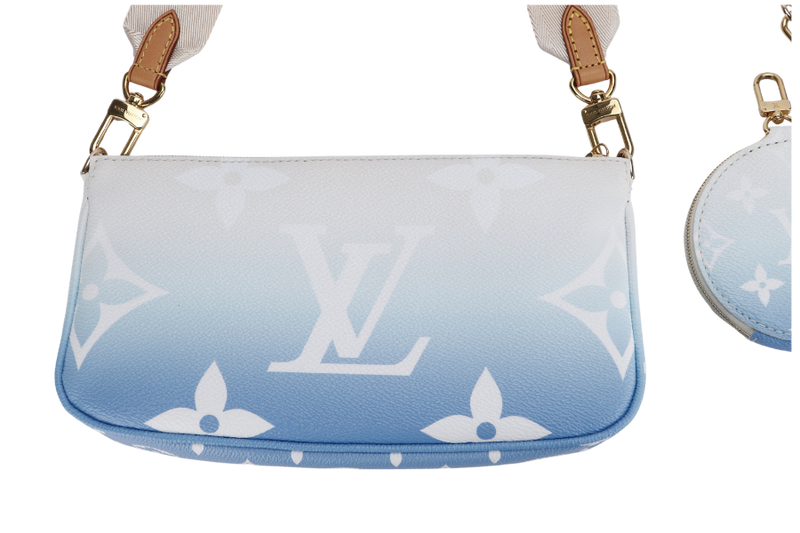 LOUIS VUITTON M57633 MULTI POCHETTE ACCESSORIES BLUE GIANT MONOGRAM CANVAS, WITH STRAP, CHAIN, DUST COVER & BOX