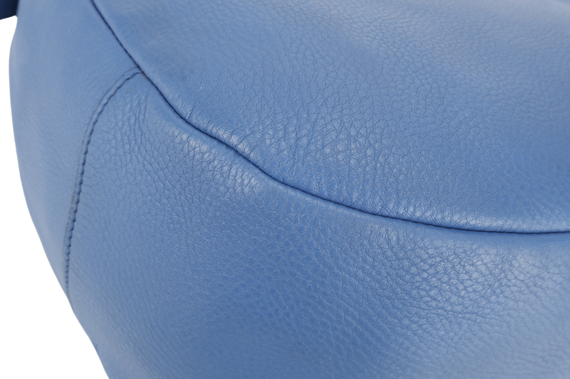 PRADA ZIP TOP HOBO VITELLO DAINO BAG LARGE BLUE LEATHER GOLD HARDWARE NO DUST COVER