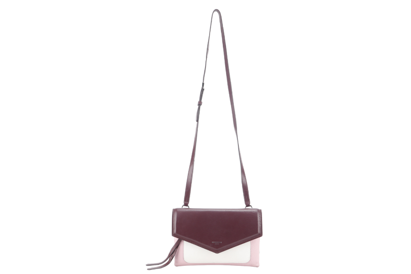 GIVENCHY DUETTO CROSSBODY BAG BURGUNDY AND SILVER HARDWARE WITH DUST COVER
