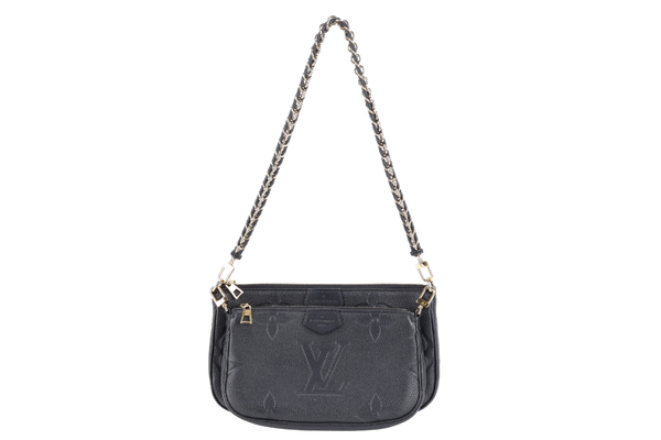 LOUIS VUITTON M80399 MULTI POCHETTE ACCESSORIES BLACK GIANT MONOGRAM EMPREINTE LEATHER GOLD HARDWARE WITH CHAIN, STRAPS AND DUST COVER