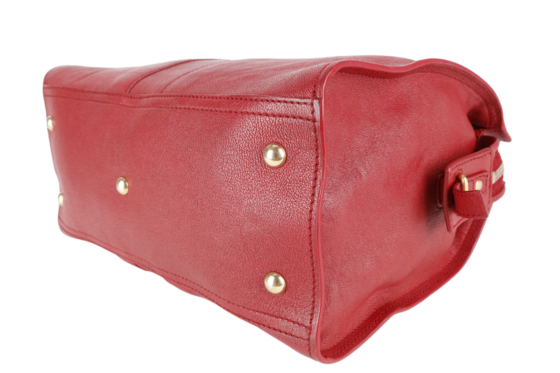 YVES SAINT LAURENT (YSL) CABAS CHYC BURGUNDY CALF LEATHER GOLD HARDWARE WITH LONG STRAPS NO DUST COVER