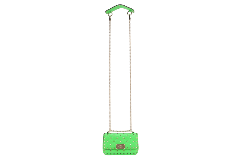 VALENTINO GARAVANI ROCKSTUD MINI GREEN CALFSKIN LIGHT GOLD HARDWARE NO DUST COVER