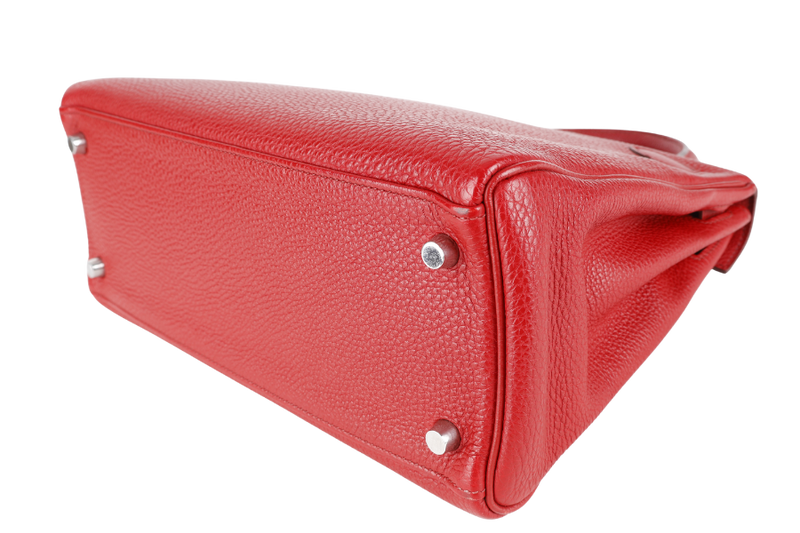 HERMES KELLY 28 RETOURNE ROUGE GRENAT TOGO LEATHER PHW STAMP M SQUARE (2009) NO DUST COVER