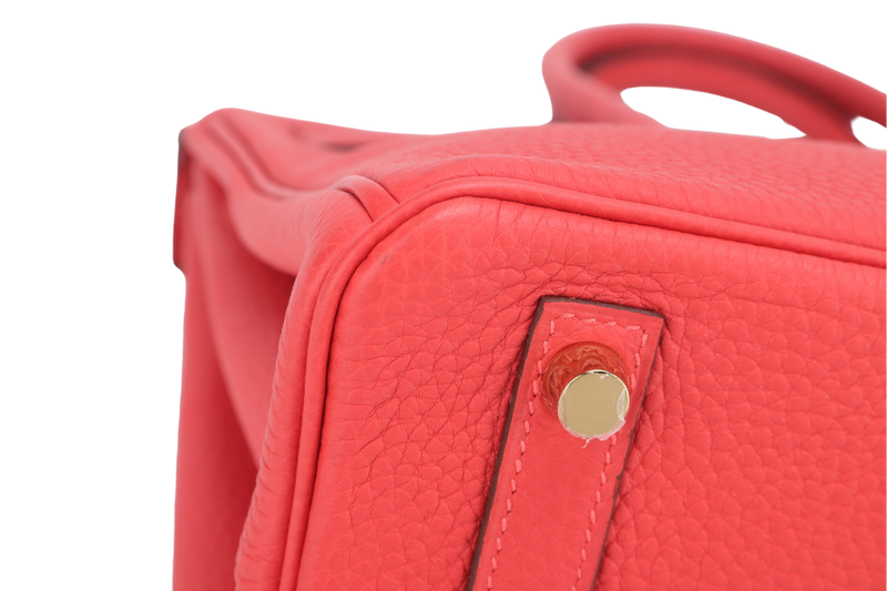 HERMES BIRKIN 25 ROUGE PIVOINE TOGO GOLD HARDWARE STAMP C (YEAR 2018) WITH KEYS, LOCK, RAINCOAT AND DUST COVER