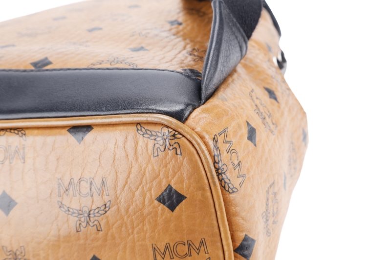 MCM VISETOS STUDDED BROWN MEDIUM LARGE BACKPACK SILVER HARDWARE NO DUST COVER