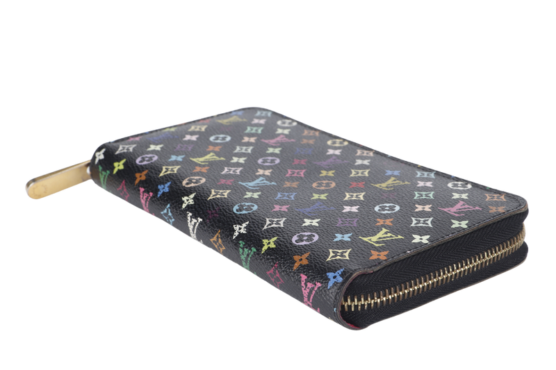 LOUIS VUITTON ZIPPY BLACK MULTICOLOR CANVAS LONG WALLET (M60271) WITH DUST COVER