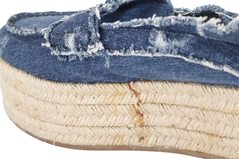 MIU MIU BLUE DENIM EMBELISHED PLATFORM ESPADRILLES 36.5