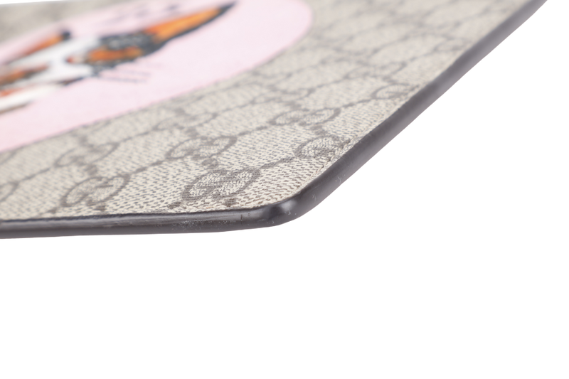 GUCCI BOSCO GG SUPREME CANVAS CLUTCH BAG, PINK, BEIGE AND RED WITH DUST COVER AND BOX