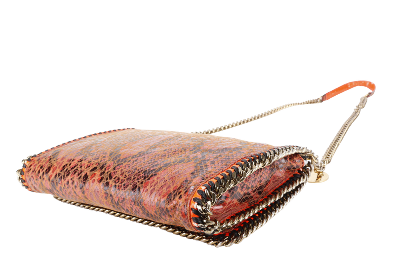 STELLA MCCARTNEY FALABELLA FOLD OVER BAG ORANGE RED PHYTON EMBOSSED GOLD HARDWARE NO DUST COVER