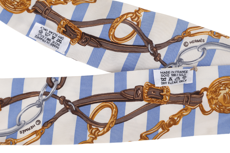 HERMES TWILLY CHAIN BELT BLUE WHITE STRIPE, NO BOX