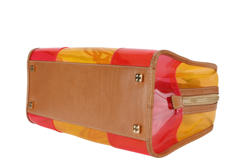 LOEWE AMAZONA 35 ORANGE PVC VINYL GOLD HARDWARE WITH POUCH, PADLOCK AND KEYS