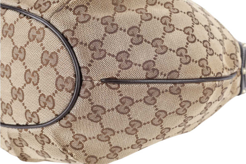 GUCCI PELHAM HOBO BAG GG CANVAS GOLD HARDWARE NO DUST COVER