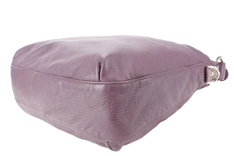 GUCCI G WAVE LEATHER HOBO PURPLE CALF LEATHER SILVER HARDWARE WITH DUST COVER AND STRAPS