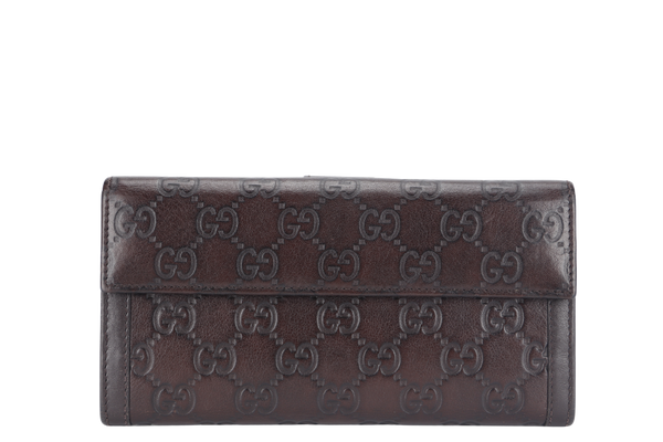 GUCCI GG LONG WALLET (231837 496085) BROWN LEATHER WITH BOX