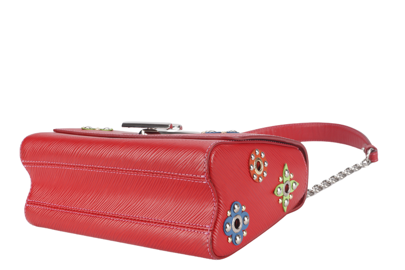 LOUIS VUITTON TWIST LIMITED EDITION MECHANICAL FLOWERS BAG MM RED EPI LEATHER SILVER HARDWARE WITH DUST COVER