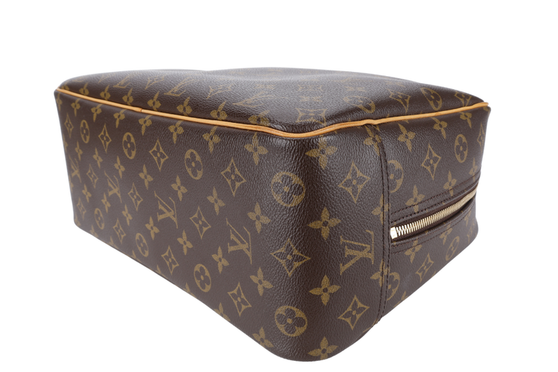 LOUIS VUITTON M47270 DEAUVILLE HAND BAG BROWN MONOGRAM CANVAS GOLD HARDWARE WITH DUST COVER