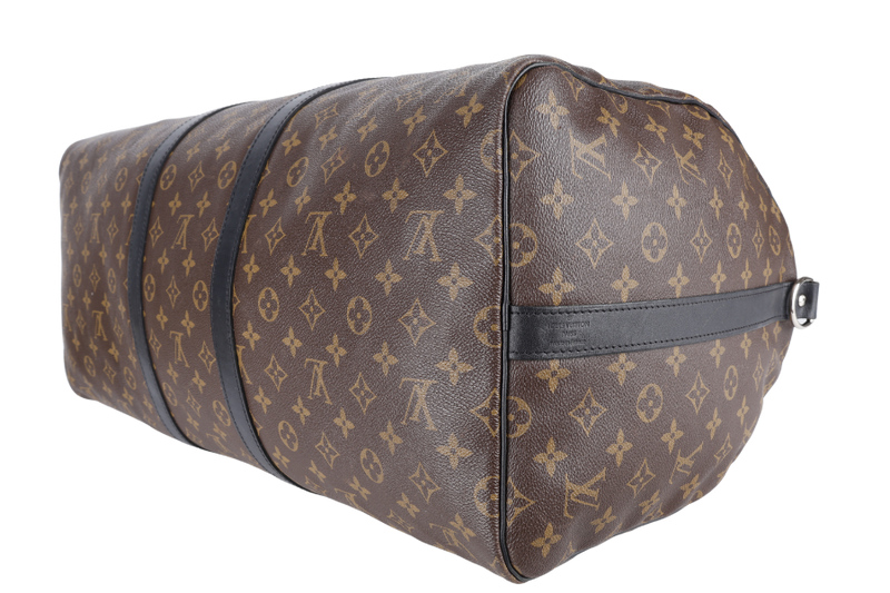 LOUIS VUITTON M56711 KEEPALL BANDOULIERE 55 MONOGRAM CANVAS SILVER HARDWARE (INITIALS NAME _ E.C.A) WITH STRAPS