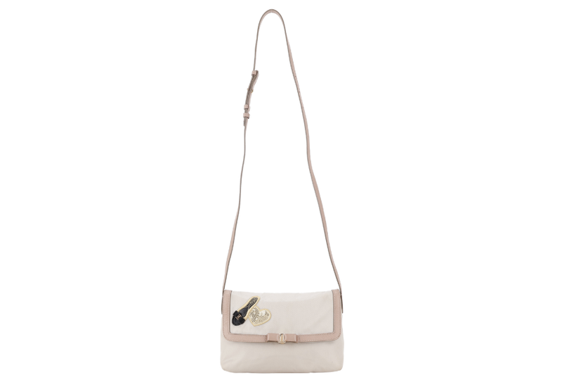 SALVATORE FERRAGAMO PINK CANVAS LEATHER CROSSBODY BAG GOLD HARDWARE NO DUST COVER