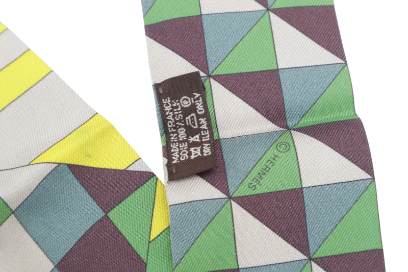 Hermes Silk Twilly Yellow, Purple, Brown & Green Stripe