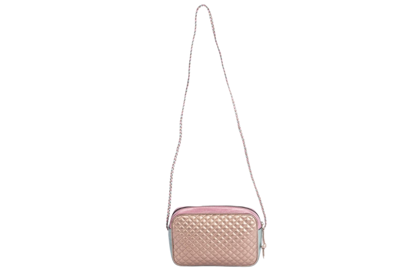 Gucci Laminate Shoulder Bag, Quilted Pink Metallic & Blue Metallic
