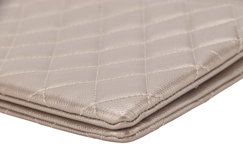 CHANEL METALLIC BRONZE CAVIAR ZIPPY CLUTCH (2481xxxx) RUTHENIUM HARDWARE NO CARD WITH DUST COVER