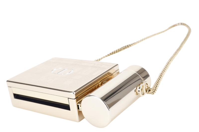 CHRISTIAN DIOR HOLIDAY LIMITED EDITION GOLD METAL MAKE UP CLUTCH CROSSBODY BAG GOLD HARDWARE WITH DUST COVER