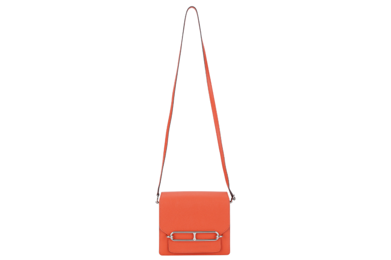 HERMES ROULIS BAG MINI CAPUCINE SWIFT LEATHER SILVER HARDWARE STAMP D (YEAR 2019) WITH DUST COVER AND BOX