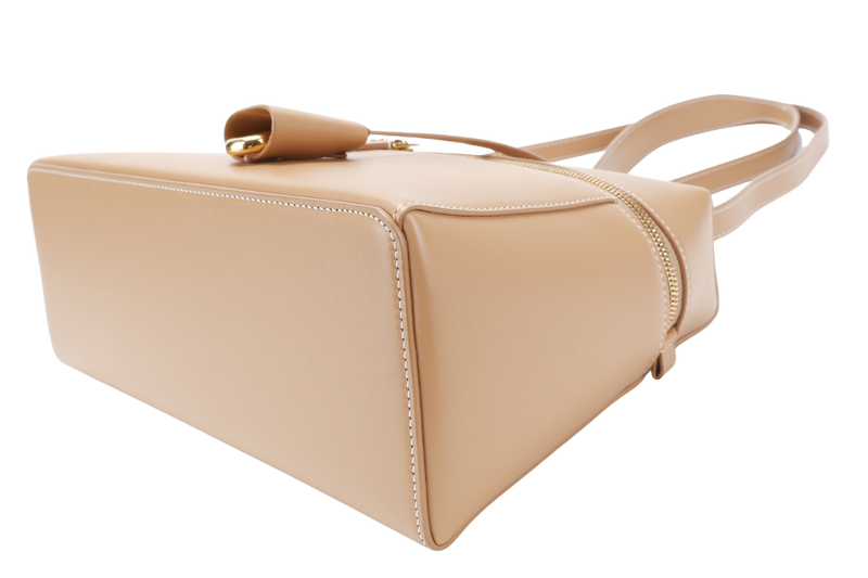 LORO PIANA EXTRA BAG L27 SMOOTH CALFSKIN LIGHT BAMBOO (DOK2) COLOR WITH GOLD HARDWARE AND BOX
