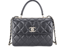 CHANEL TRENDY CC BLACK LAMBSKIN LIGHT GOLD HARDWARE (3126xxxx) WITH CARD, CARE BOOK, DUST COVER AND BOX