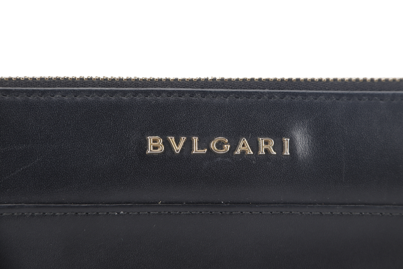 BVLGARI SERPENTI BLACK RECTANGULAR WALLET GOLD HARDWARE