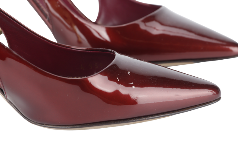 SERGIO ROSSI HEELS MAROON PATENT LEATHER SIZE 38