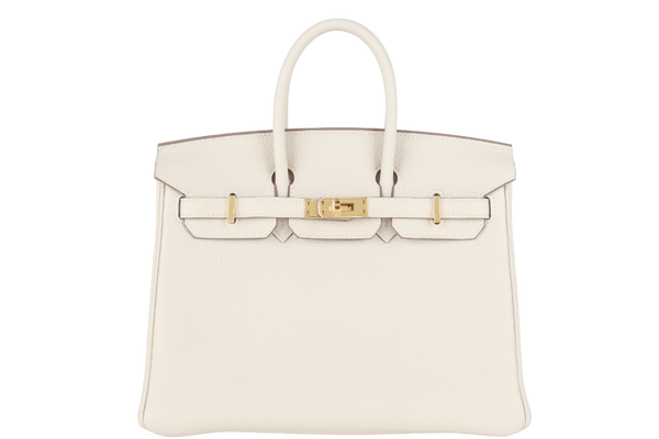 HERMES BIRKIN 25 CRAIE TOGO GOLD HARDWRAE STAMP W (YEAR 2024) WITH TWILLY, KEYS&LOCK AND BOX