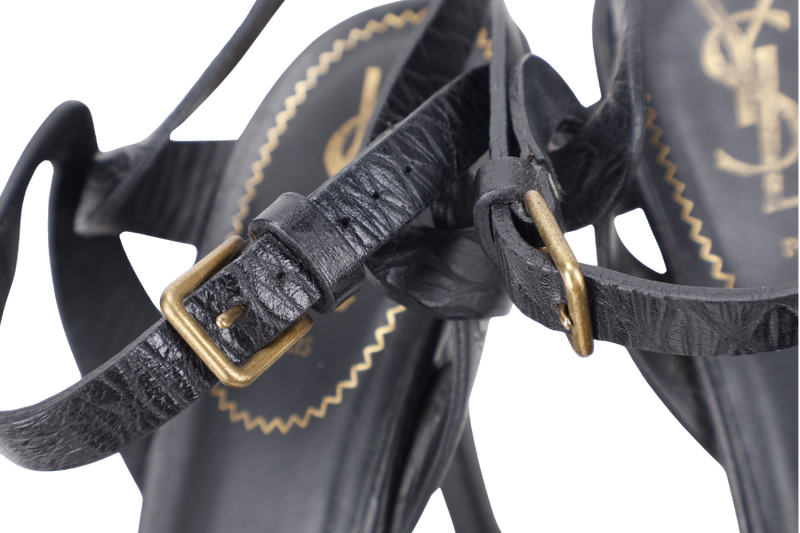YVES SAINT LAURENT (YSL) TRIBUTE SANDAL BLACK SIZE 38