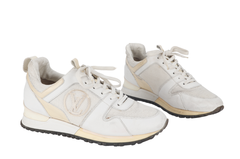 LOUIS VUITTON RUN AWAY SNEAKERS WHITE LEATHER AND MESH SIZE 37