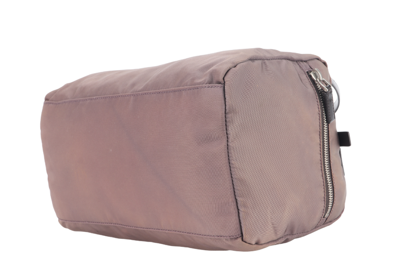 PRADA BR2509 BOSTON BAG DUSTY PURPLE NYLON SILVER HARDWARE WITH DUST COVER