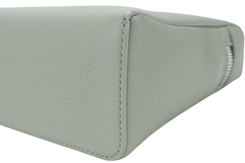 LORO PIANA EXTRA POCKET L19 GRAINED CALFSKIN SAGE BRUSH LEAVES (5OUB) COLOR SILVER HARDWARE WITH DUST COVER AND BOX