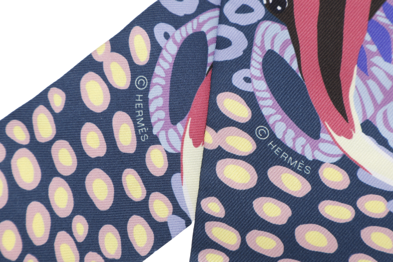 HERMES SILK TWILLY LIGHT PURPLE, CORAL FISH WITH BOX