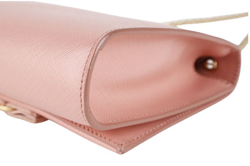 SALVATORE FERRAGAMO VARA CHAIN SHOULDER BAG PINK LEATHER GOLD HARDWARE NO DUST COVER