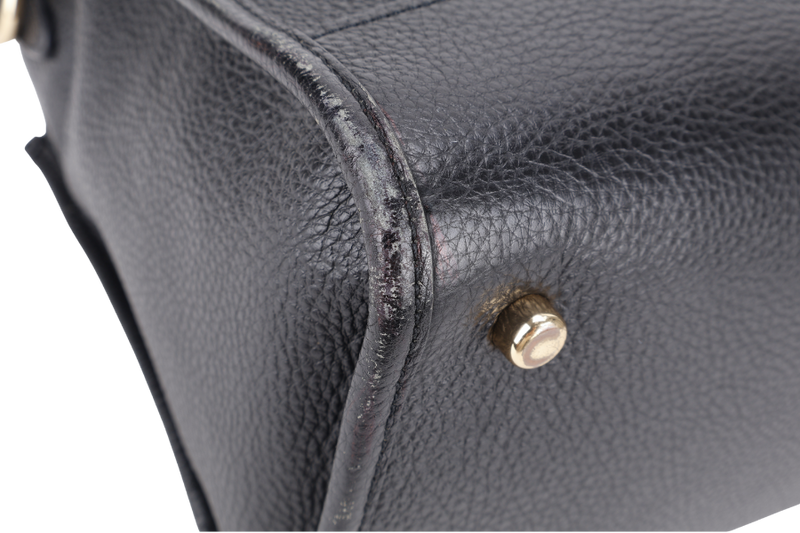 COACH DEMPSEY TOTE BAG 22 WITH COACH PATCH BLACK REFINED PEBBLE LEATHER GOLD HARDWARE WITH STRAPS AND DUST COVER