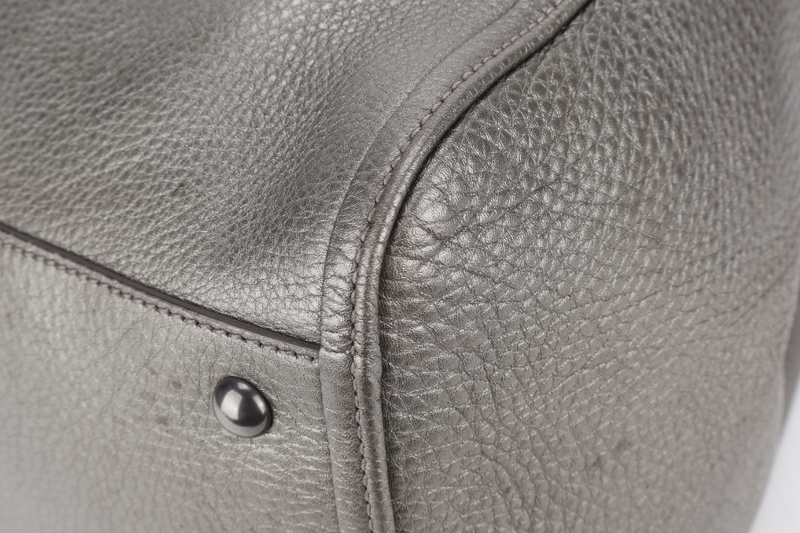 GUCCI SOHO INTERLOCKING G TOTE BAG DARK GREEN LEATHER RUTHENIUM HARDWARE WITH DUST COVER