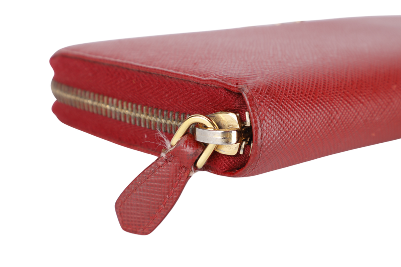 PRADA CONTINENTAL ZIPPY WALLET RED SAFFIANO NO DUST COVER